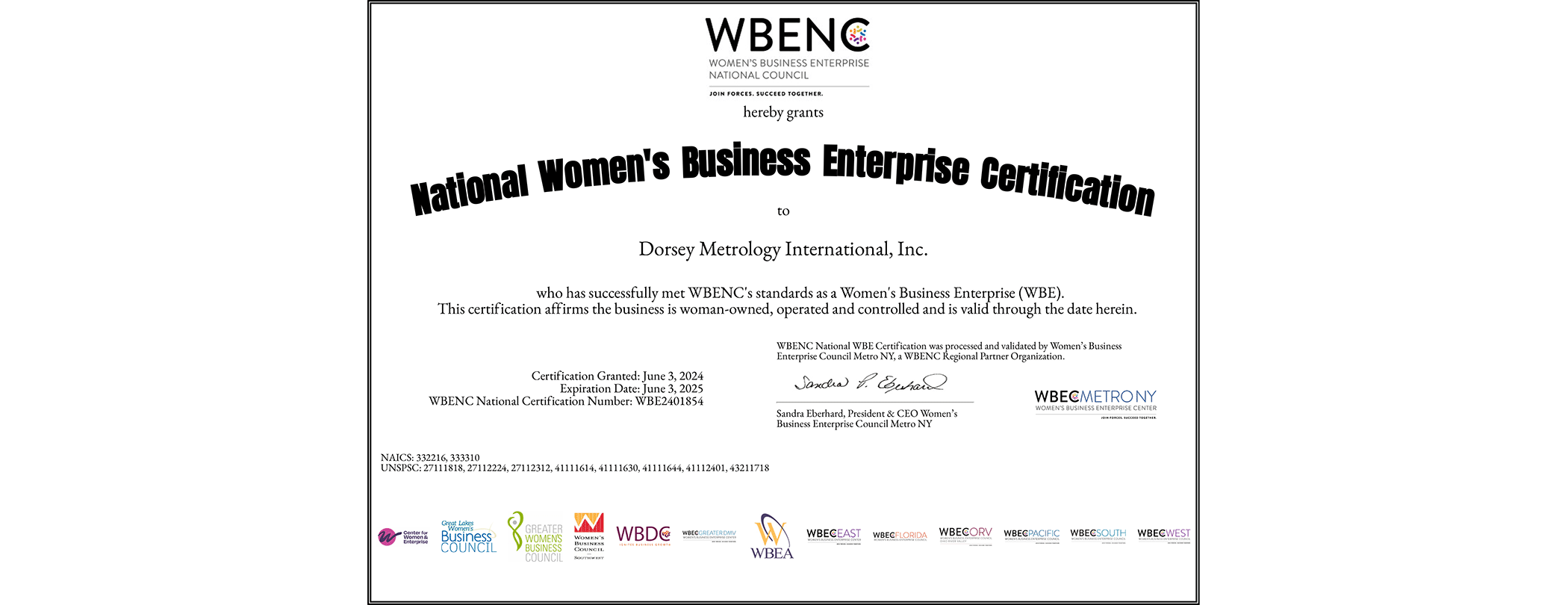 Dorsey is designated as a WBEC